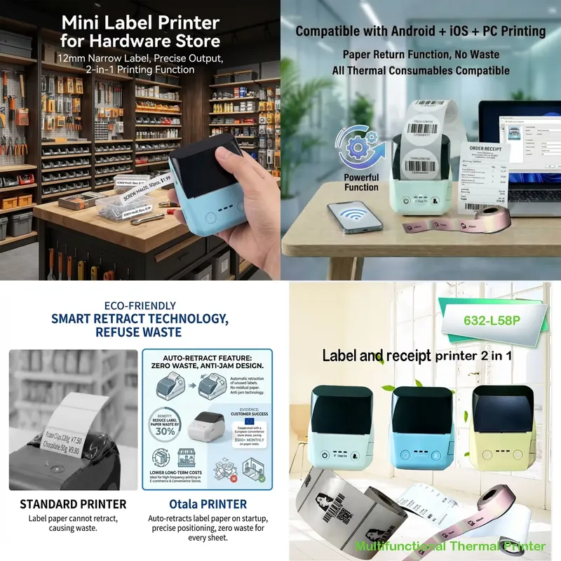 Barcode Printer - Mini 58mm Receipt Thermal Portable Invoice